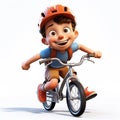 Generative ai illustration of 3d cartoon boy riding bicycle