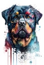 Generative AI, illustration of dog with glasses