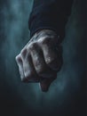 Generative AI Illustration of an Elderly Mans Hand Grasping a Small Barely Visible Object in Close Up View