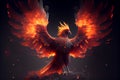 Fire phoenix bird with spread wings Royalty Free Stock Photo