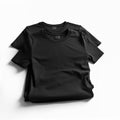 Generative ai illustration of flat black T shirt packshot on white