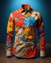 Generative ai illustration of floral printed long sleeves shirt