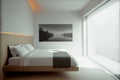 Generative AI illustration of futuristic minimalist bedroom or hotel room