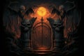 Generative AI illustration of gate to hell. gate of hell look dark and scary Royalty Free Stock Photo