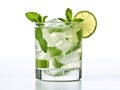 Generative ai illustration of glass of mojito cocktail with lemon and mint