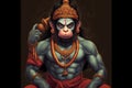 Generative AI illustration of Hanuman monkey god in Hindu culture