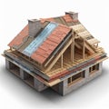 Generative ai illustration of a house roofing technical details Royalty Free Stock Photo