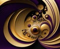 Generative AI illustration image of purple and gold abstract floral design pattern background