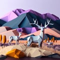 Generative AI illustration image of stunning beautiful paper cut quilling craft landscape scene with colorful pastel soft colors