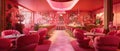 pink restaurant interior, generative ai illustration