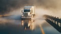 Generative ai illustration of Large truck speeding on a empty road