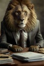 Generative AI illustration of lion as alpha male concept