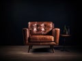 Generative ai illustration of luxurious brown leather armchair Royalty Free Stock Photo