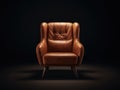 Generative ai illustration of luxurious brown leather armchair