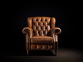 Generative ai illustration of luxurious brown leather armchair Royalty Free Stock Photo