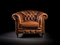 Generative ai illustration of luxurious brown leather armchair