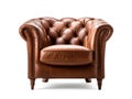 Generative ai illustration of luxurious brown leather armchair Royalty Free Stock Photo