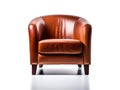 Generative ai illustration of luxurious brown leather armchair Royalty Free Stock Photo