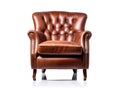 Generative ai illustration of luxurious brown leather armchair Royalty Free Stock Photo