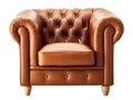 Generative ai illustration of luxurious brown leather armchair Royalty Free Stock Photo