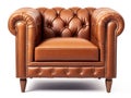 Generative ai illustration of luxurious brown leather armchair Royalty Free Stock Photo