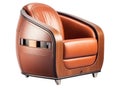 Generative ai illustration of luxurious brown leather armchair Royalty Free Stock Photo
