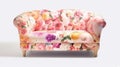 Generative ai illustration of luxurious flower tiled tissue sofa