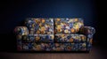 Generative ai illustration of luxurious flower tiled tissue sofa
