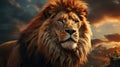 Generative ai illustration of Majestic african Lion on top of a cliff