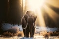 Generative AI illustration of mammoth in winter