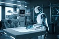 Generative ai illustration of Medical technology, doctor use AI robots for diagnosis