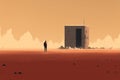 Generative AI illustration of minimalist concept alien planet landscape image with minimal colors and tones