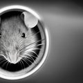 Generative AI illustration of a mouse crawling though a pipe or tunnel Royalty Free Stock Photo