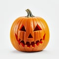 orange halloween pumkin with a face on white background, png Royalty Free Stock Photo