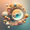 Generative AI illustration. Pastel drops electric abstract background