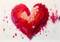 Red heart shape painter in oil knife technique style Royalty Free Stock Photo