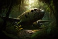 Generative AI illustration of plane wreck in jungle
