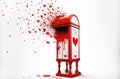 Generative AI illustration of postbox spitting out hearts