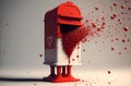 Generative AI illustration of postbox spitting out hearts