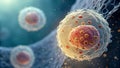 The image features a detailed rendering of cells, focusing on their internal structures within a microscopic Royalty Free Stock Photo