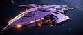 violet colored futuristic starship, generative ai