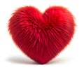 Red fur heart isolated on white background. Royalty Free Stock Photo