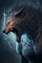 Generative AI illustration of scary werewolf