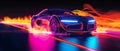 neon colored futuristic car, generative ai illustration Royalty Free Stock Photo