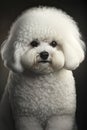 Generative AI illustration studio portrait style image of Bichon Freise pedigree dog breed