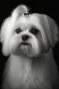 Generative AI illustration studio portrait style image of Bichon Friese pedigree dog breed