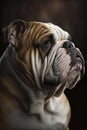Generative AI illustration studio portrait style image of British Bulldog pedigree dog breed