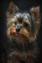 Generative AI illustration studio portrait style image of pedigree dog breed Yorkshire Terrier