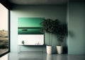 Generative AI illustration of stunning minimalist clean modernism style interior room space
