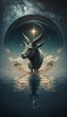 Generative AI illustration surreal astrology concept. zodiac signs. Capricorn Royalty Free Stock Photo